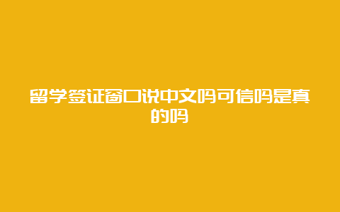 留学签证窗口说中文吗可信吗是真的吗