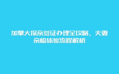 加拿大探亲签证办理全攻略，夫妻亲临体验流程解析