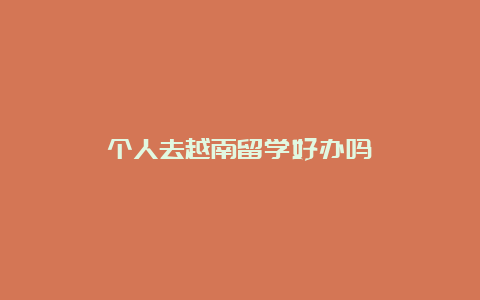 个人去越南留学好办吗