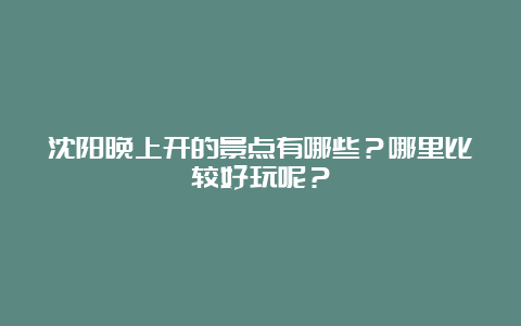 沈阳晚上开的景点有哪些？哪里比较好玩呢？