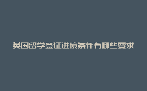 英国留学签证进境条件有哪些要求