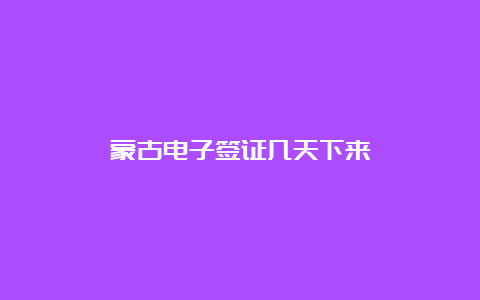 蒙古电子签证几天下来