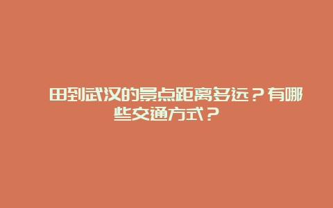 莆田到武汉的景点距离多远？有哪些交通方式？