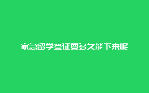 家急留学签证要多久能下来呢