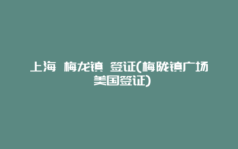 上海 梅龙镇 签证(梅陇镇广场 美国签证)