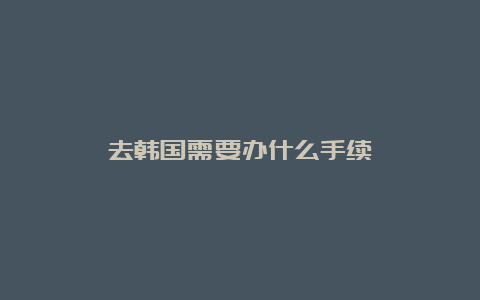 去韩国需要办什么手续