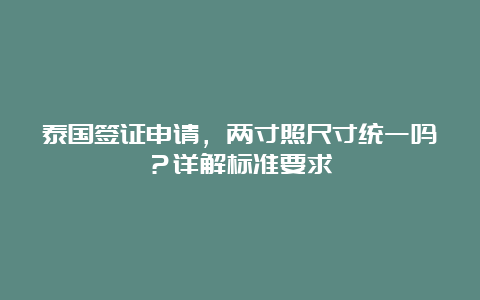 泰国签证申请，两寸照尺寸统一吗？详解标准要求