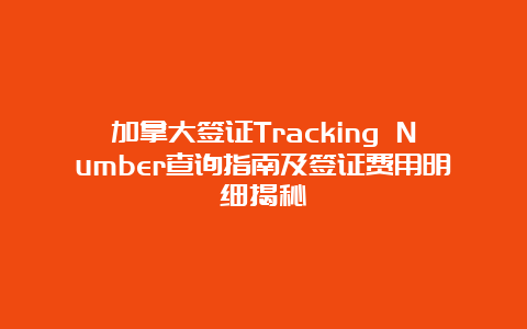 加拿大签证Tracking Number查询指南及签证费用明细揭秘