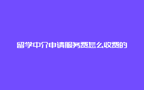 留学中介申请服务费怎么收费的