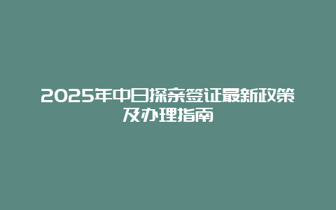 2025年中日探亲签证最新政策及办理指南