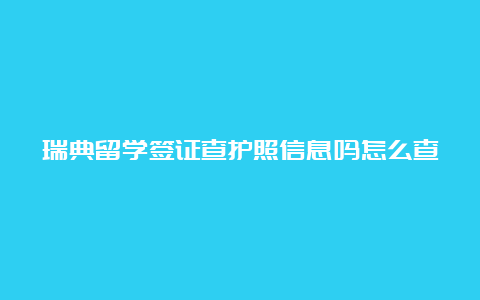 瑞典留学签证查护照信息吗怎么查