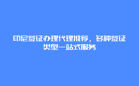 印尼签证办理代理推荐，多种签证类型一站式服务