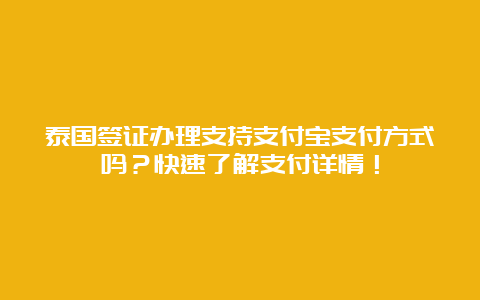 泰国签证办理支持支付宝支付方式吗？快速了解支付详情！