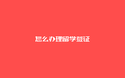 怎么办理留学签证