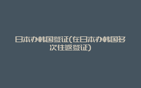 日本办韩国签证(在日本办韩国多次往返签证)