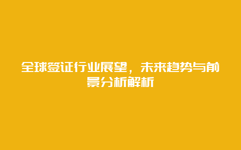 全球签证行业展望，未来趋势与前景分析解析