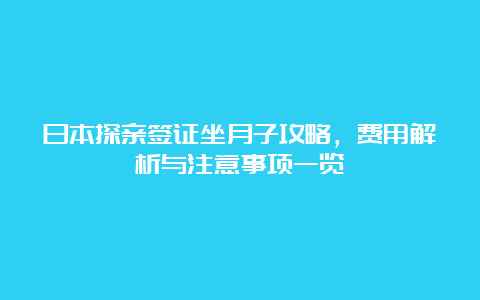 日本探亲签证坐月子攻略，费用解析与注意事项一览