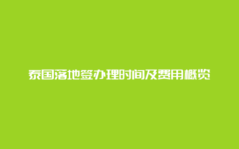 泰国落地签办理时间及费用概览