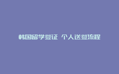 韩国留学签证 个人送签流程