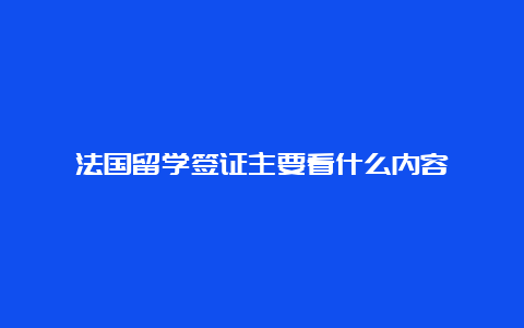 法国留学签证主要看什么内容