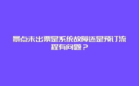 景点未出票是系统故障还是预订流程有问题？