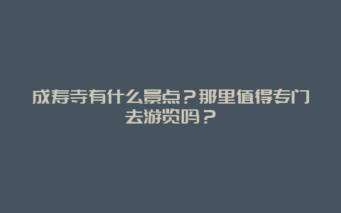 成寿寺有什么景点？那里值得专门去游览吗？