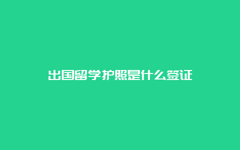 出国留学护照是什么签证