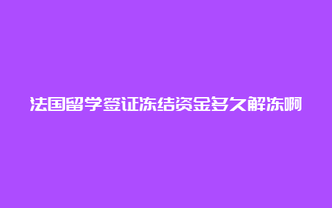 法国留学签证冻结资金多久解冻啊