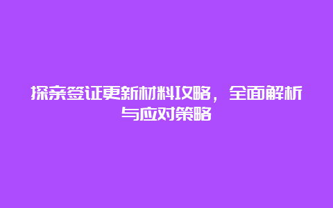 探亲签证更新材料攻略，全面解析与应对策略