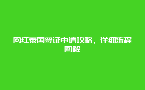 网红泰国签证申请攻略，详细流程图解