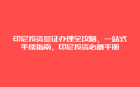 印尼投资签证办理全攻略，一站式手续指南，印尼投资必备手册