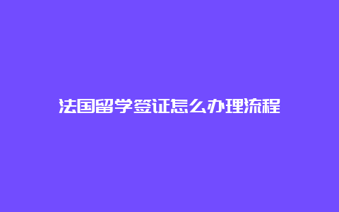 法国留学签证怎么办理流程