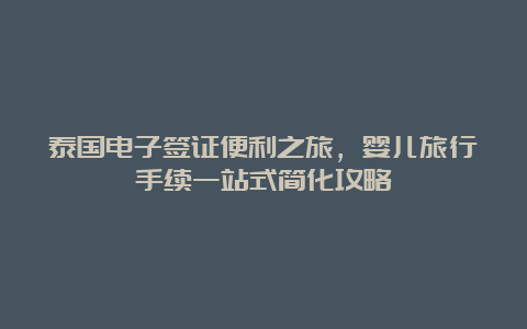 泰国电子签证便利之旅，婴儿旅行手续一站式简化攻略