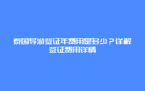 泰国导游签证年费用是多少？详解签证费用详情