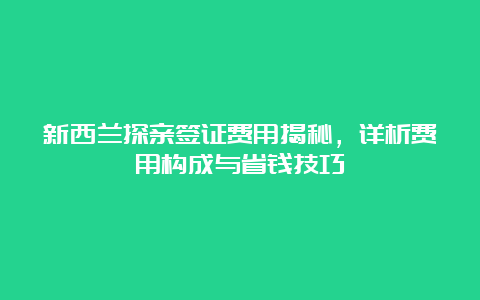 新西兰探亲签证费用揭秘，详析费用构成与省钱技巧