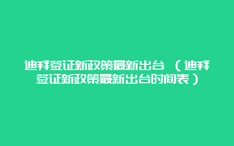 迪拜签证新政策最新出台 （迪拜签证新政策最新出台时间表）