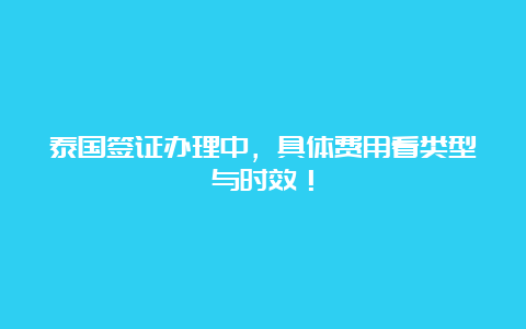 泰国签证办理中，具体费用看类型与时效！