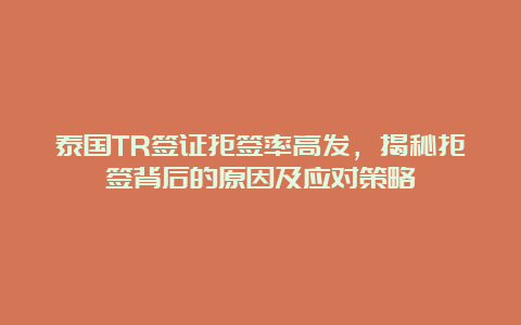 泰国TR签证拒签率高发，揭秘拒签背后的原因及应对策略