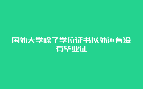 国外大学除了学位证书以外还有没有毕业证