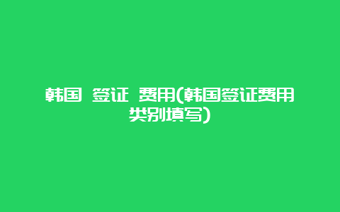 韩国 签证 费用(韩国签证费用类别填写)