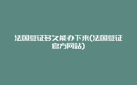 法国签证多久能办下来(法国签证官方网站)