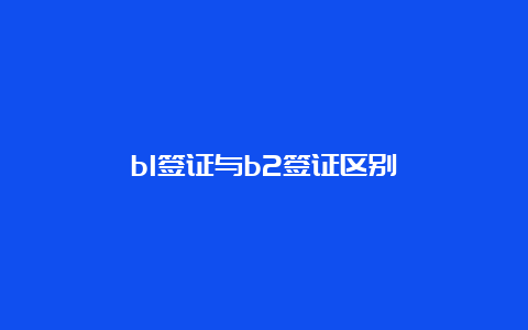 b1签证与b2签证区别