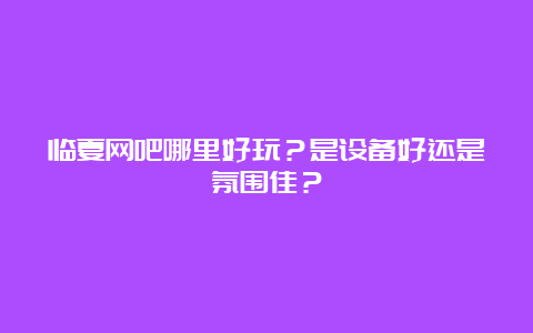 临夏网吧哪里好玩？是设备好还是氛围佳？