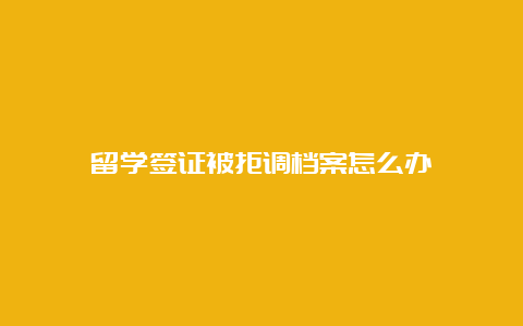 留学签证被拒调档案怎么办