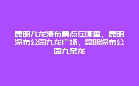 昆明九龙瀑布景点在哪里，昆明瀑布公园九龙广场，昆明瀑布公园九条龙