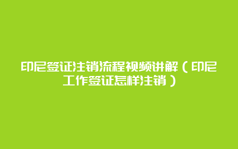 印尼签证注销流程视频讲解（印尼工作签证怎样注销）