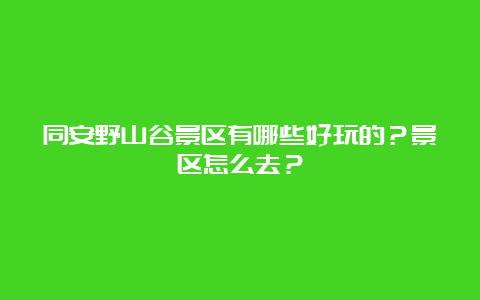 同安野山谷景区有哪些好玩的？景区怎么去？