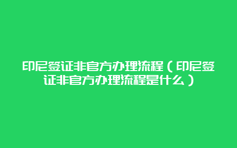 印尼签证非官方办理流程（印尼签证非官方办理流程是什么）