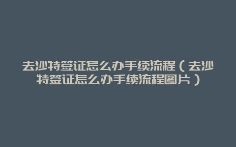 去沙特签证怎么办手续流程（去沙特签证怎么办手续流程图片）