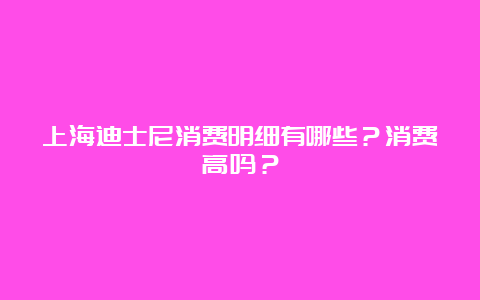 上海迪士尼消费明细有哪些？消费高吗？